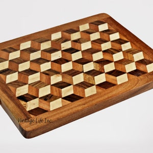 Sheesham Red cedar and Neem Wood 3D End Grain Chopping Board | Wooden Chopping Board, Cutting Board, Serving Board Kitchen, choping board