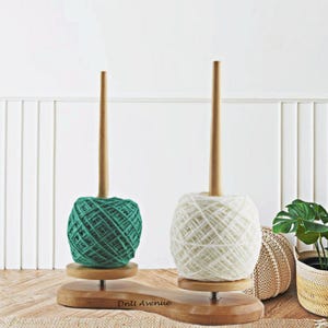 Wooden Whirling Yarn Holder for Crafters | Yarn Spindle Winder Set | Swift Yarn Holder with Storage for Knitting & Crochet