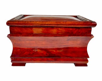 Handmade Wooden Cremation Urn: Carved Memorial Keepsake Box