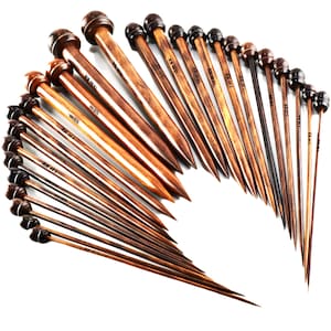 Artisanal Knitting Needles Set: Rosewood & Bamboo Tools – Perfect Gift for Her or Grandmother