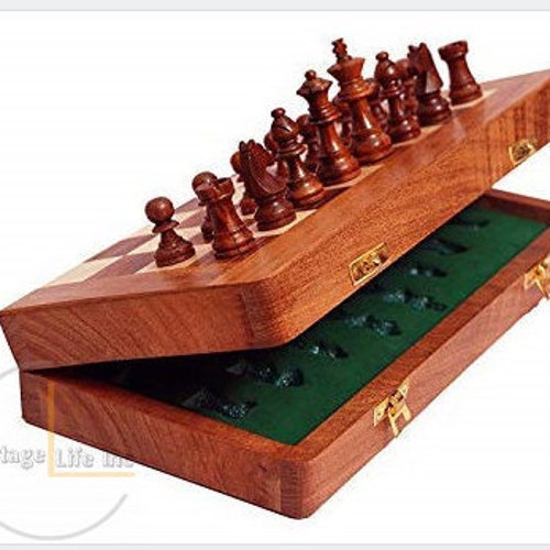 7" Chess Set Premium Handcrafted Rosewood Unique Board Set Magnetic Foldable USA 