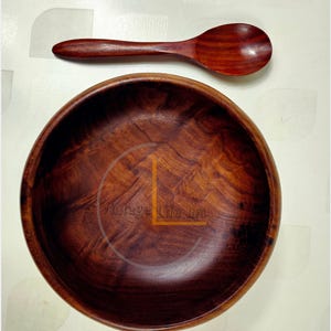 Handmade Sheesham Wooden Bowl Set with Spoons – Eco-Friendly Rustic Salad, Soup & Serving Bowls | Perfect Vegan Kitchen Gift