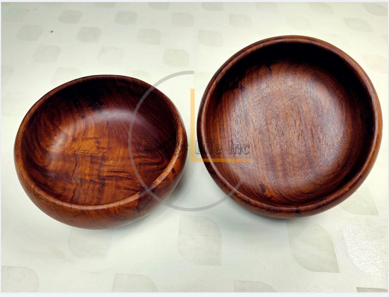 Handmade Sheesham Wooden Bowl Set with Spoons – Eco-Friendly Rustic Salad, Soup & Serving Bowls | Perfect Vegan Kitchen Gift