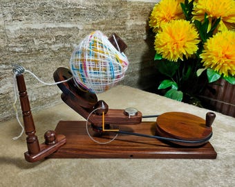 Handcrafted Wooden Yarn Ball Winder & Table Swift: Belt Design
