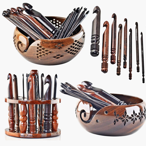 Yarn Bowl and Crochet Hooks Etsy