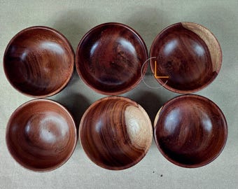 Sheesham Wood Bowls Set of 6: Handmade Rustic Kitchen Decor