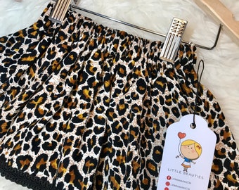 LEOPARD Handmade Skirt, Black Anglaise, Corduroy Fabric, Girls Skirt