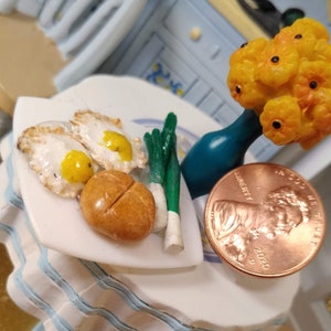 Miniature Breakfast Plates, Miniature Food, Dollhouse Miniatures, Handmade, Collectibles