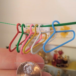 Miniature Hangers, Pack of (6) Multi-colors, Miniatures, Dollhouse Miniatures, Collectibles, Handmade