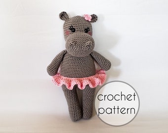 PATTERN: crochet hippo pattern, amigurumi pattern, hippopotamus pattern, amigurumi hippo