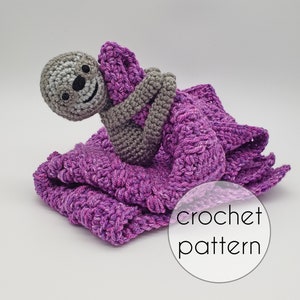 PATTERN: crochet sloth lovey blanket pattern, amigurumi crochet pattern, amigurumi sloth crochet