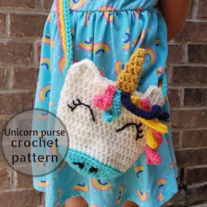 PATTERN: Unicorn purse crochet pattern, kids purse pattern, pdf crochet pattern