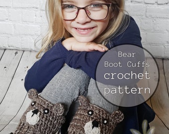 Crochet Pattern Bear Boot Toppers, boot Cuffs, boot toppers for girls