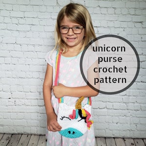 Crochet Pattern Unicorn Purse, PDF crochet pattern, kids purse patterns, unicorn crochet patterns