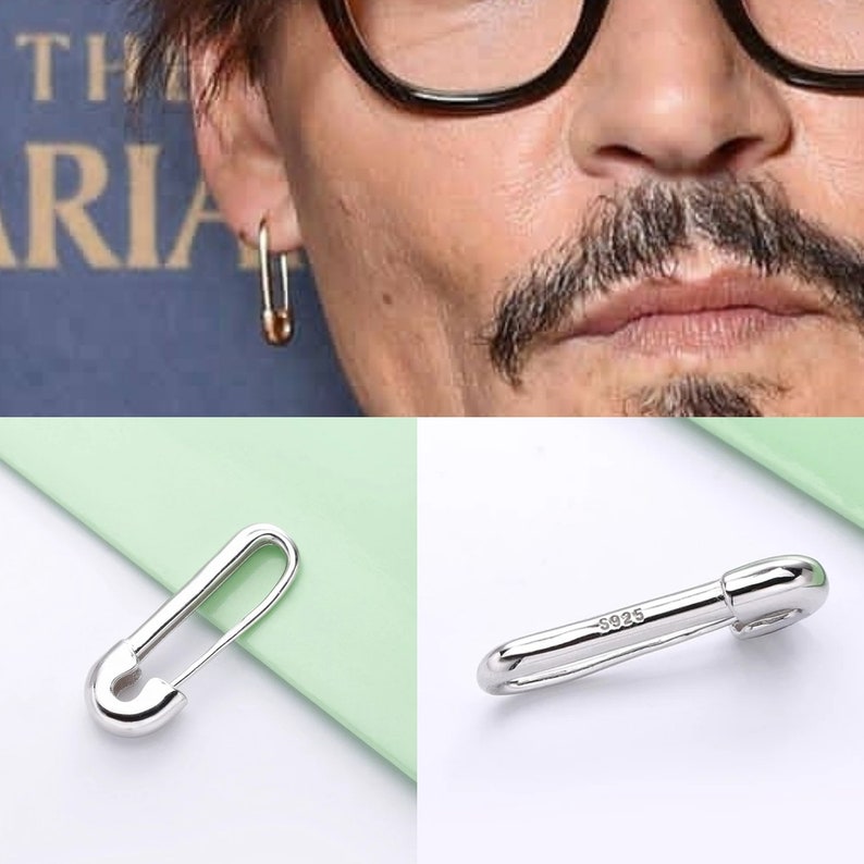 1 SAFETY PIN EARRING in sterling silver 925 mod. Johnny Depp | Etsy