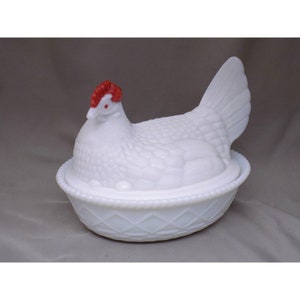 Westmoreland Milk Glass Split Tail Hen on Nest