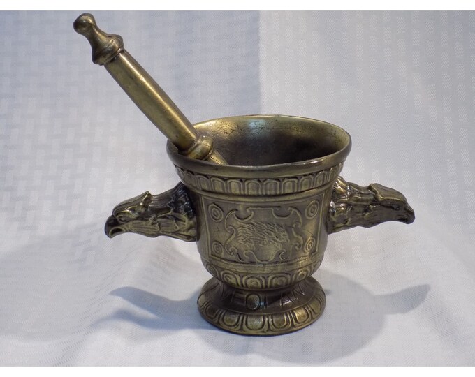 Gothic Mortar and Pestle Eagle Head Handles Metal Vintage Etsy