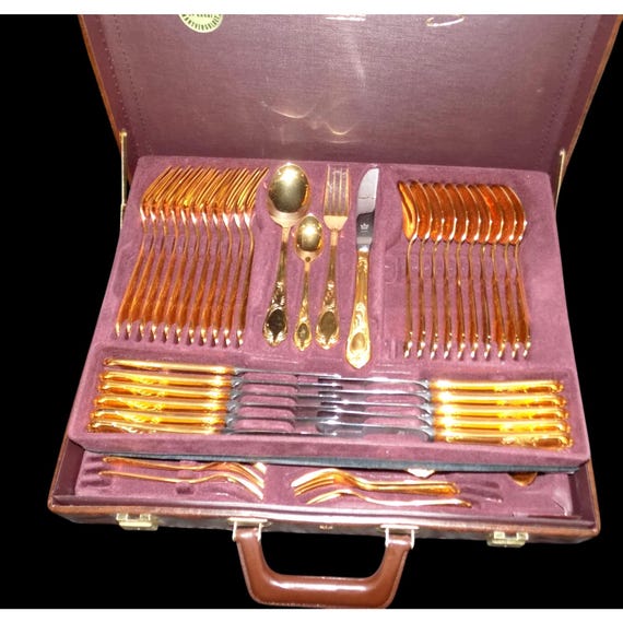 SBS Bestecke 24K Gold Plated Wein Flatware Solingen Germany 69 Pcs