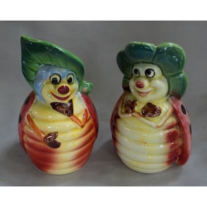 Anthropomorphic Honey Bees Salt & Pepper Set Vintage Japan 1950&#39;s