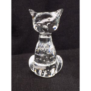 Bullicante Cat Controlled Bubble Clear Glass Paperweight