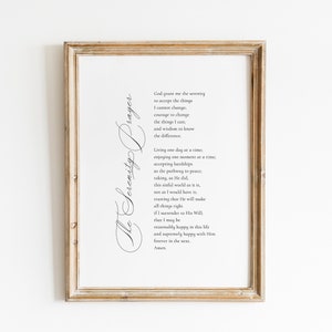 La oración de la serenidad / Biblia verso impresión / Escritura cristiana / Cita de la Biblia / Arte de pared imprimible / Cartel / Decoración del hogar / Descarga digital