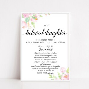 Young Women&#39;s Theme Print | Beloved Daughter of Heavenly Parents | Young Women&#39;s Printable Art | Church of Jesus Christ of Latter Day Saints