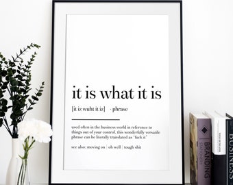 It Is What It Is Wall Print | Wall Decor | Funny Home Print | Office Wall Art | Typography Wall Print | Printable Wall Art