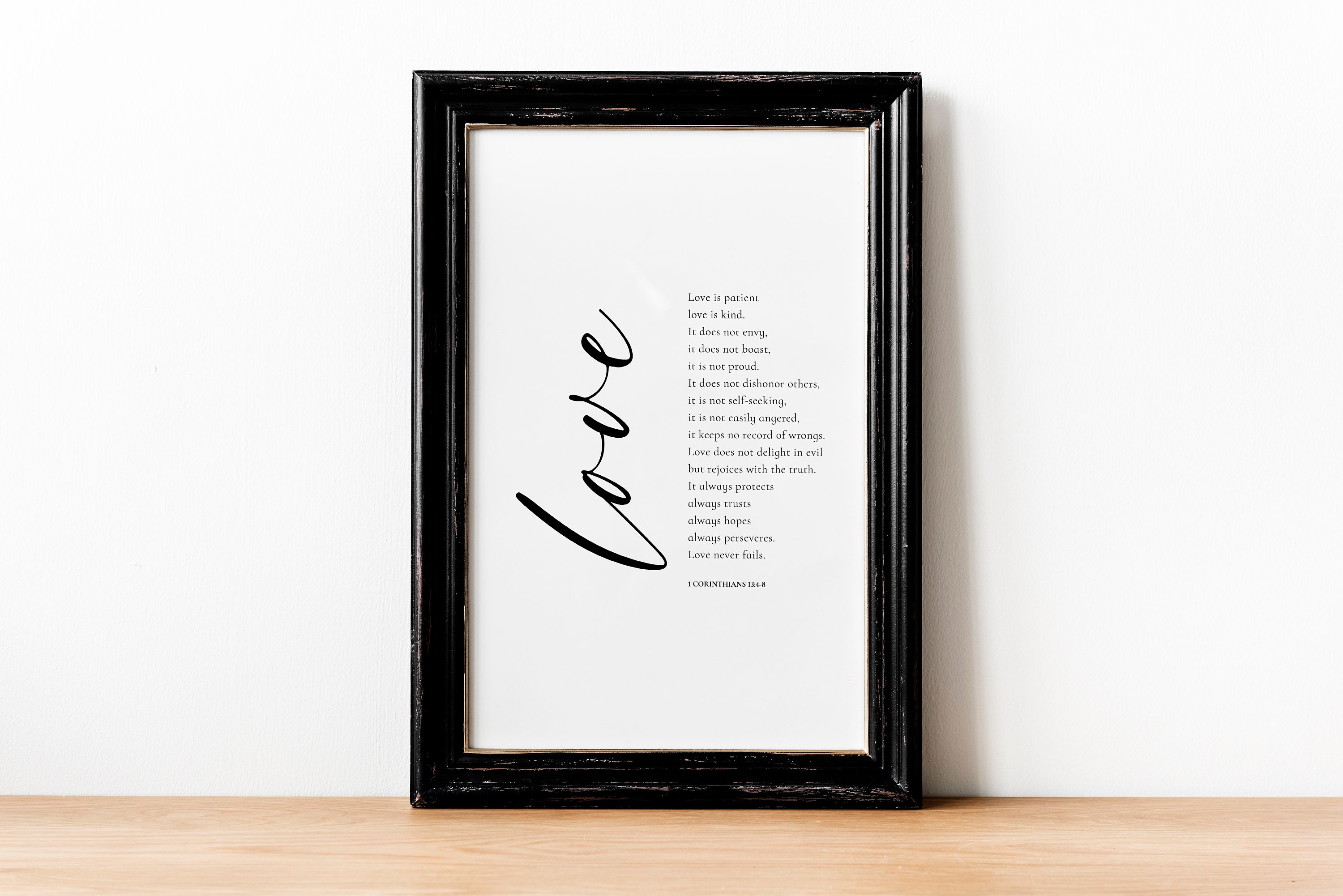 愛は忍耐強い | 愛は親切 | 聖書の一節のプリント | コリント人への手紙 | キリスト教の聖句 | 聖書の引用 | 印刷可能な壁アート |  バレンタインのプリント - Etsy 日本, image size:3000x2002