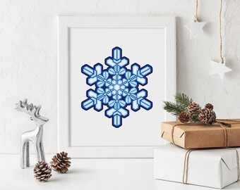 Snowflake Print | Printable Wall Art | Christmas Poster | Christmas Home Decor | Christmas Print | Blue Snowflake Print