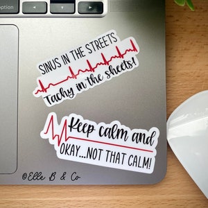 Humorous EKG Stickers | Water Resistant Vinyl Stickers