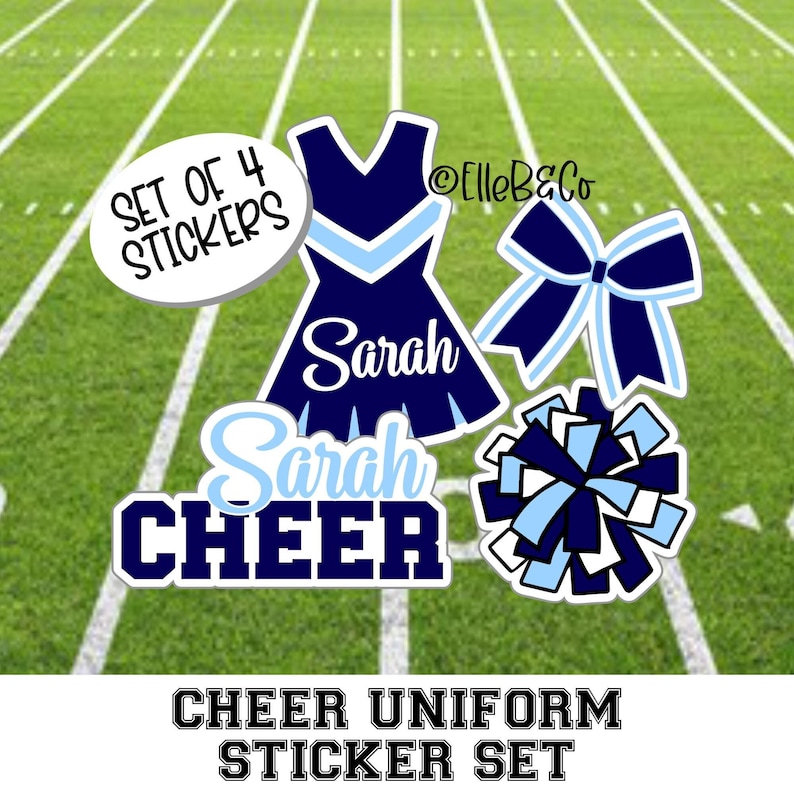 Personalized Cheer Uniform Sticker Set | Water Resistant Vinyl Cheer ...