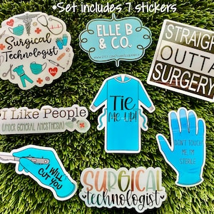 Set of Surgical Technologist Stickers | Water Resistant Vinyl Stickers