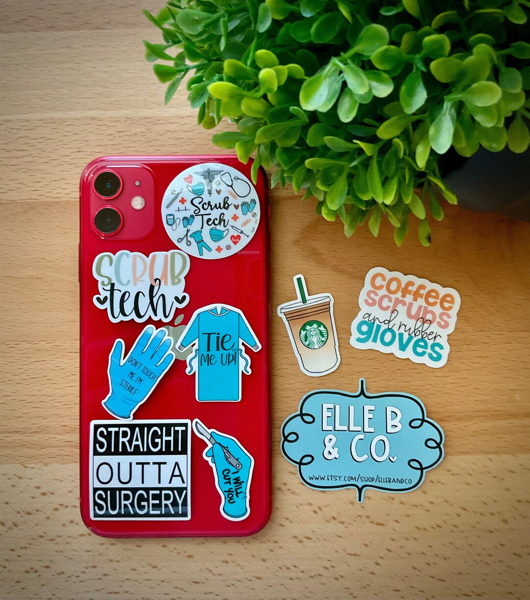 Set of 8 Mini Scrub Tech/surgical Tech Stickers Water Resistant Vinyl