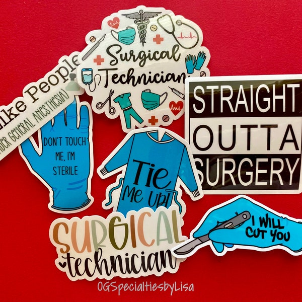 Surgical Technician Stickers | Water Resistant Vinyl Stickers