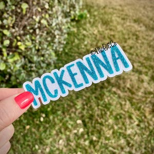 4&quot; Glitter Name Decal | Print Font | Waterproof Glitter Decal