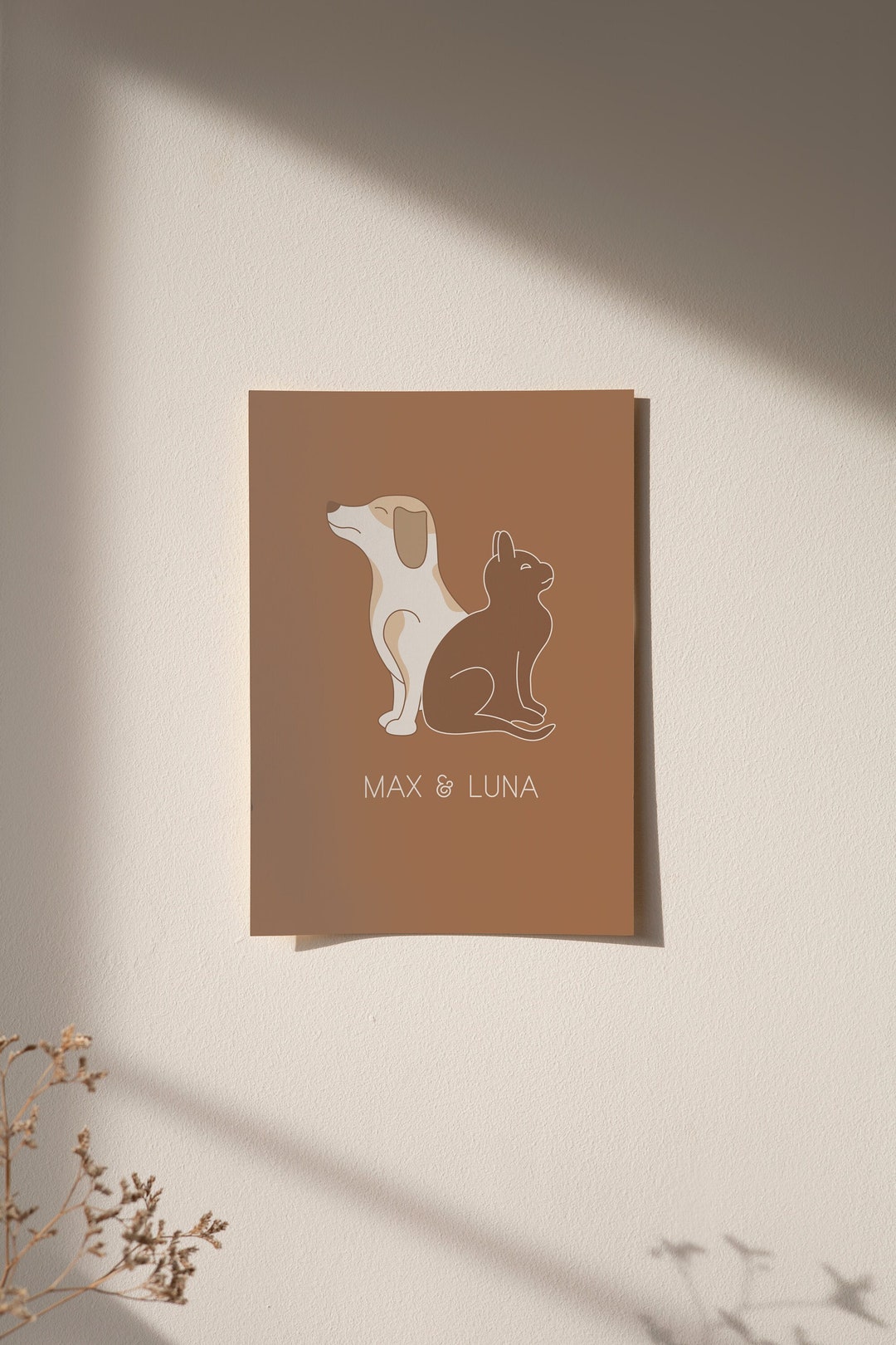 Personalized Dog and Cat Printable Vector Art Wall Decor - Etsy