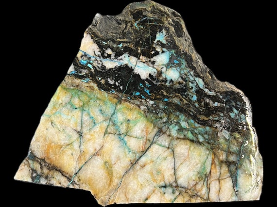 2UB Chrysocolla Azurite Silver Ore in Quartz for Lapidary