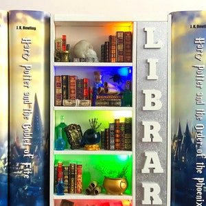 Book nook, Book nook money box, book nook insert, book nook miniatures, bookshelf insert, Dark Academy library, best friend christmas gift