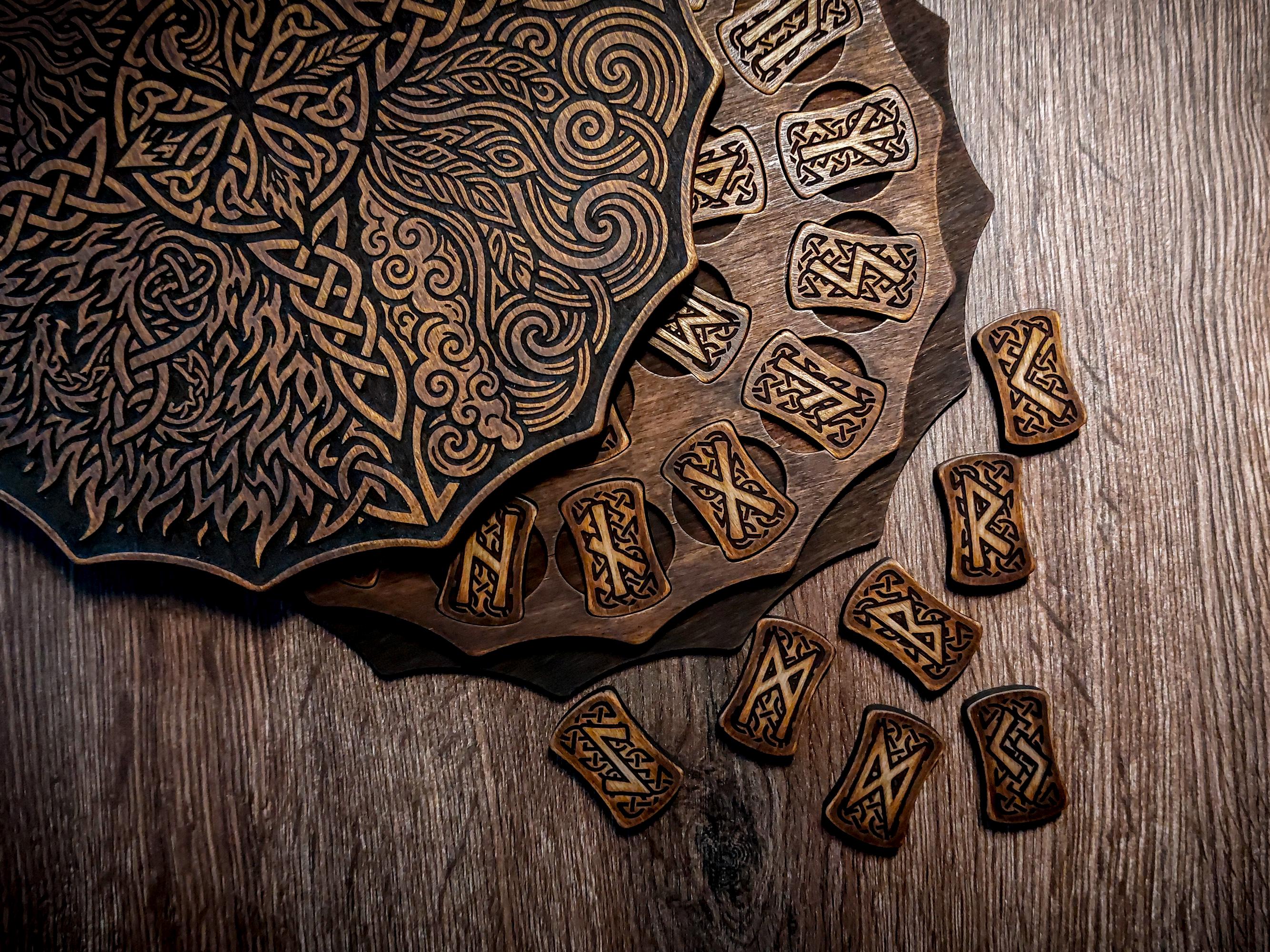 Elder Futhark Rune Set – Handcrafted Birch Wood Runes With Wooden Box ...
