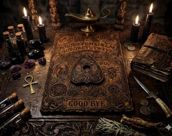 Lovecraft Ouija Board, Eldritch Eye Spirit Board with Planchette, Engraved Birch Wood Talking Board, Occult Divination Decor