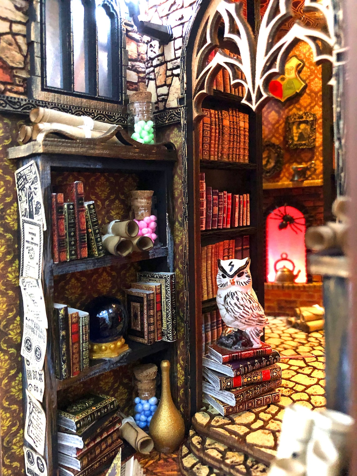 Book Nook Library Diorama Bookshelf Insert Dark Academia Etsy