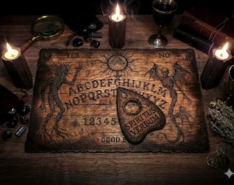 Lovecraftian Ouija Board – Handcrafted Wooden Spirit Board, Gothic Occult Decor