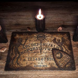 Lovecraftian Ouija Board: Handcrafted Wooden Spirit Board, Gothic Occult Decor