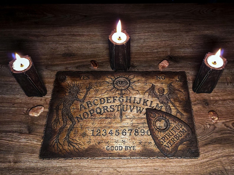 Lovecraftian Ouija Board – Handcrafted Wooden Spirit Board, Gothic Occult Decor image 4