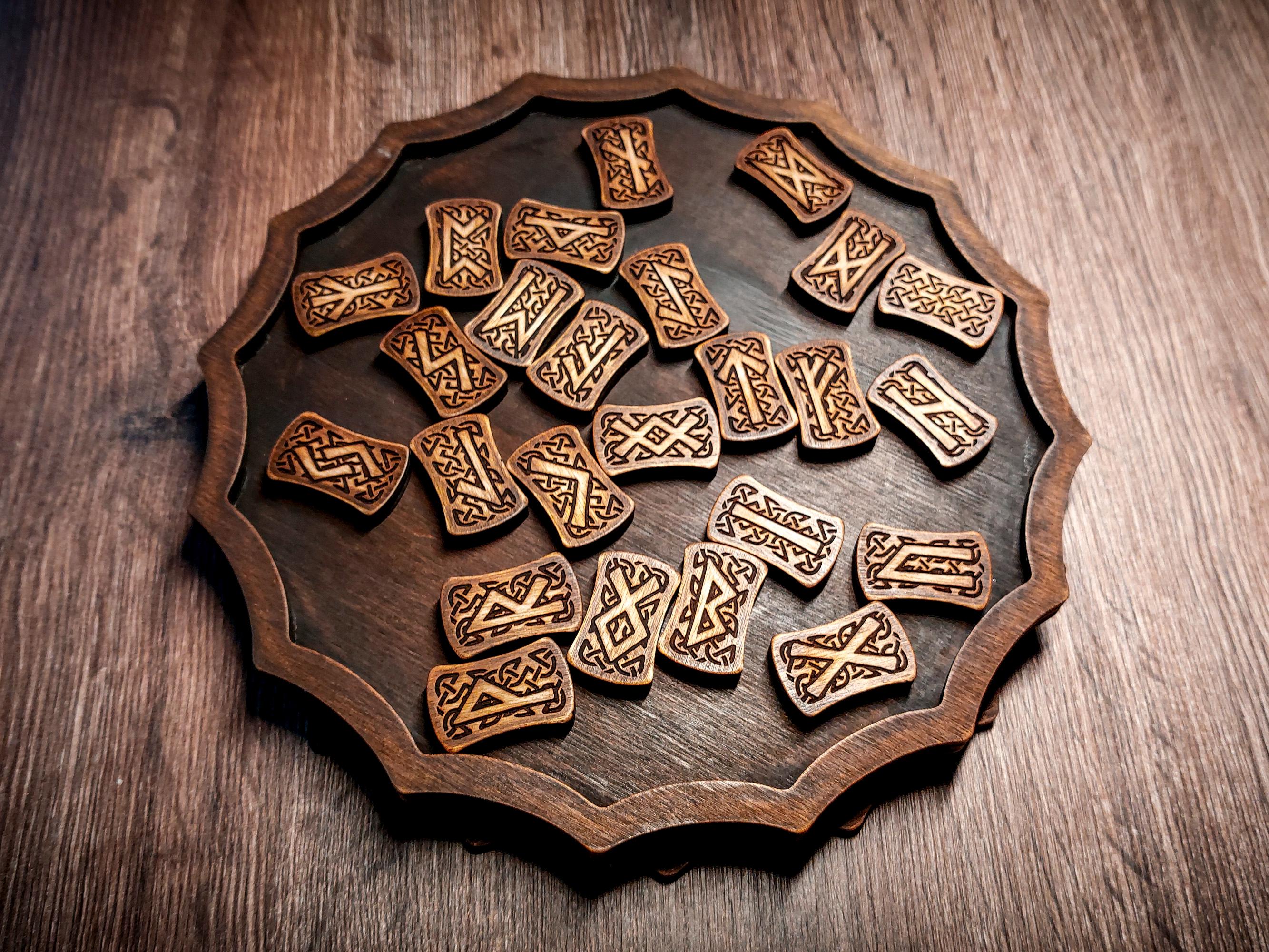 Elder Futhark Rune Set – Handcrafted Birch Wood Runes With Wooden Box ...