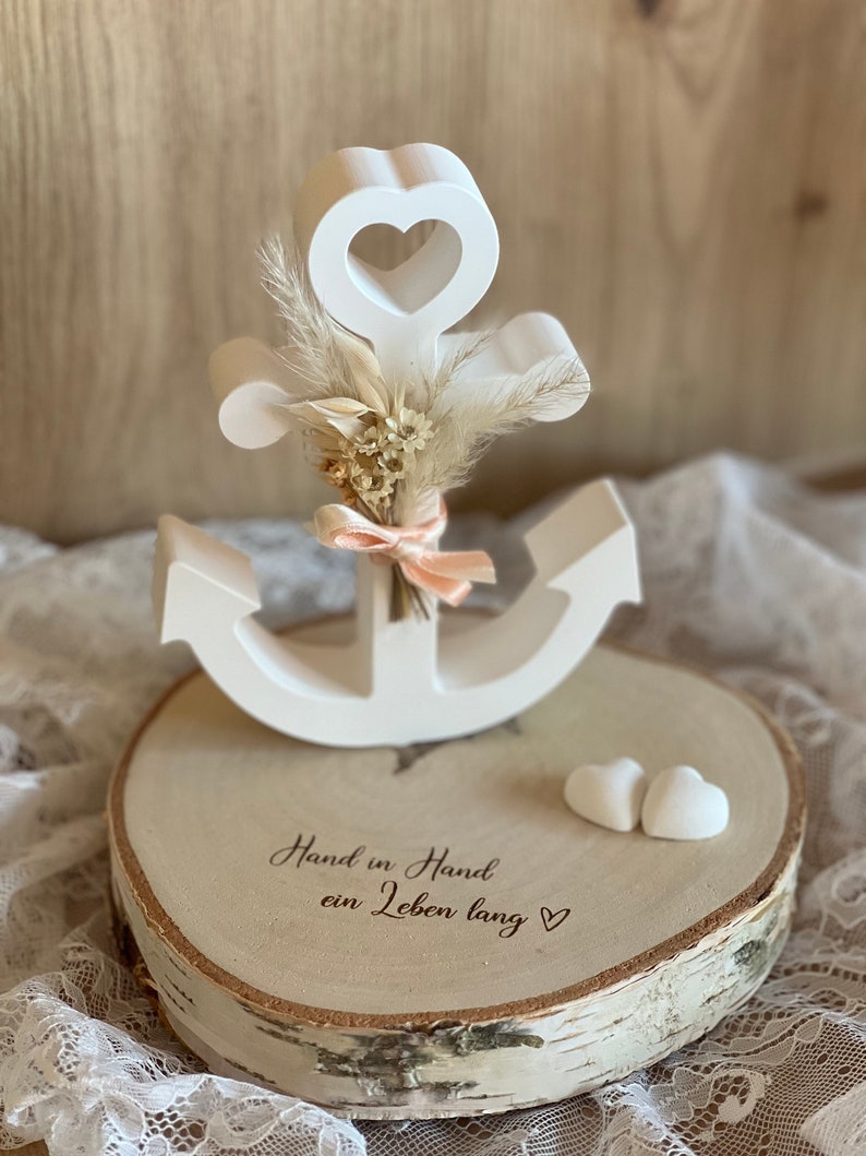 Anker, Hochzeit, Geschenk, Raysin, Trockenblumen, personalisiert, Holz, Raysin Bild 1