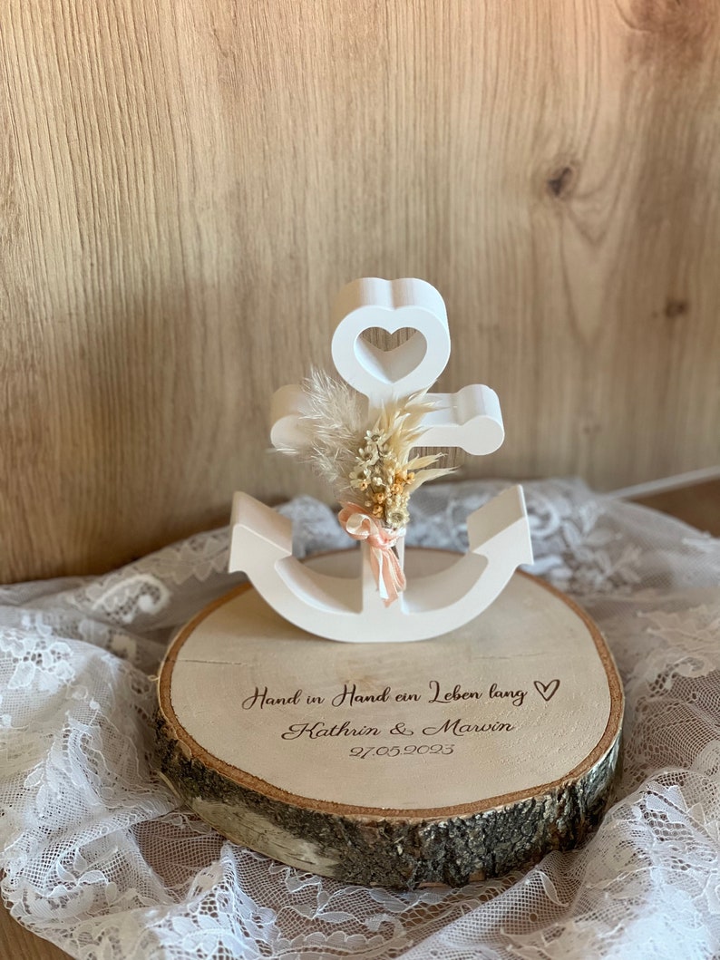 Anker, Hochzeit, Geschenk, Raysin, Trockenblumen, personalisiert, Holz, Raysin Bild 3