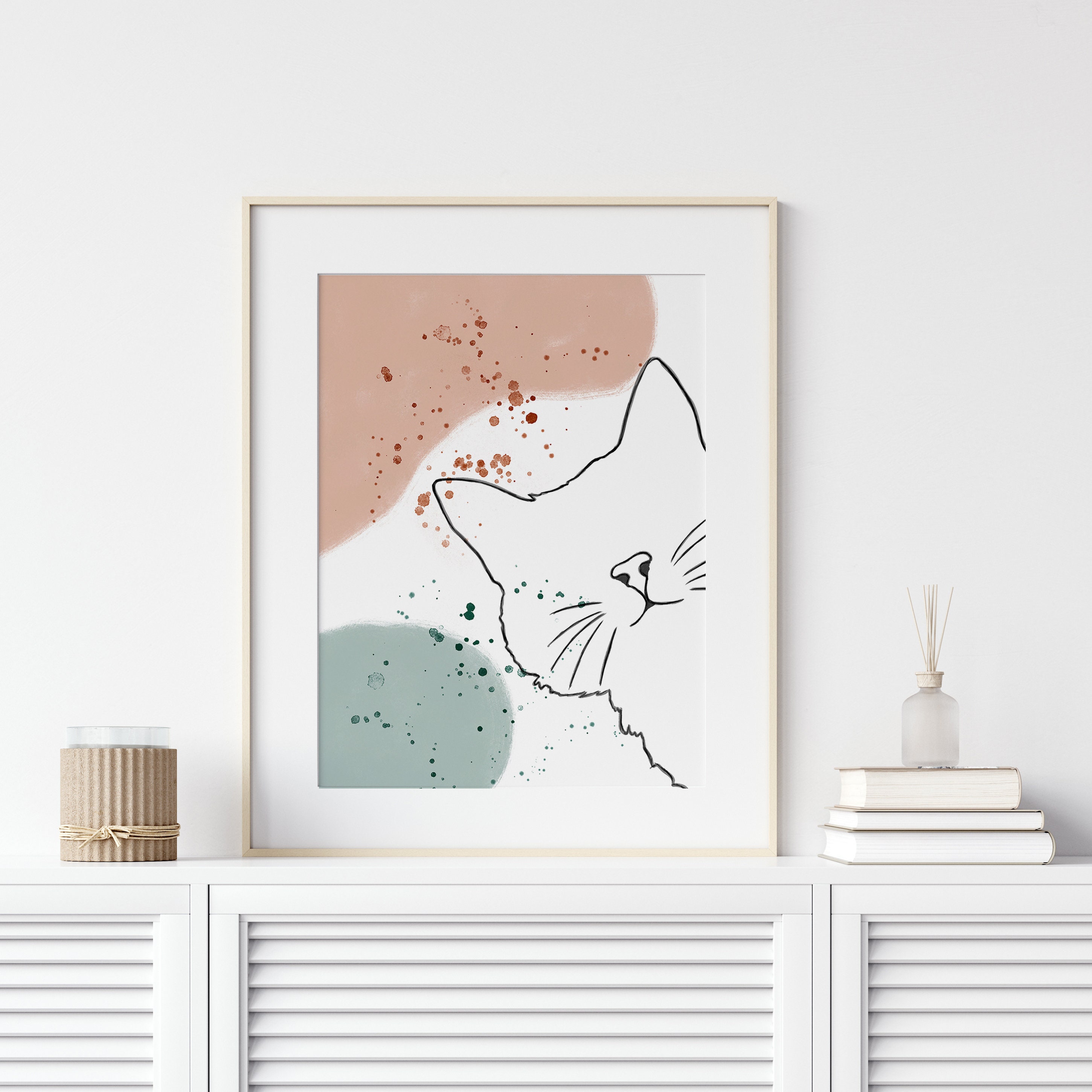Nursery Wall Art Cat Line Art Kids Room Decor Animal Wall Etsy