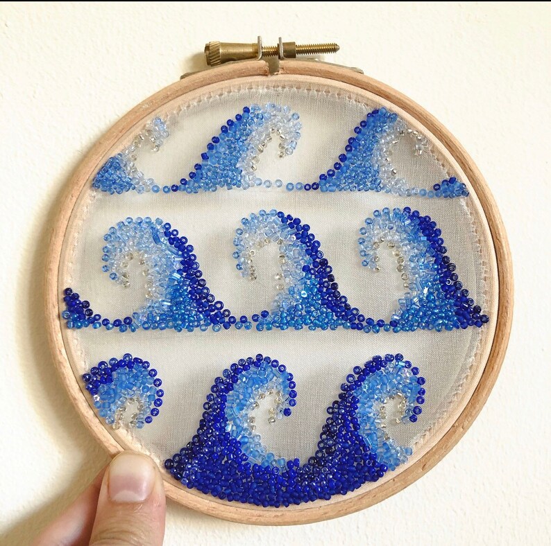 Ocean Wave. Hand Embroidered Hoop Art. Coastal Embroidery Wall Etsy