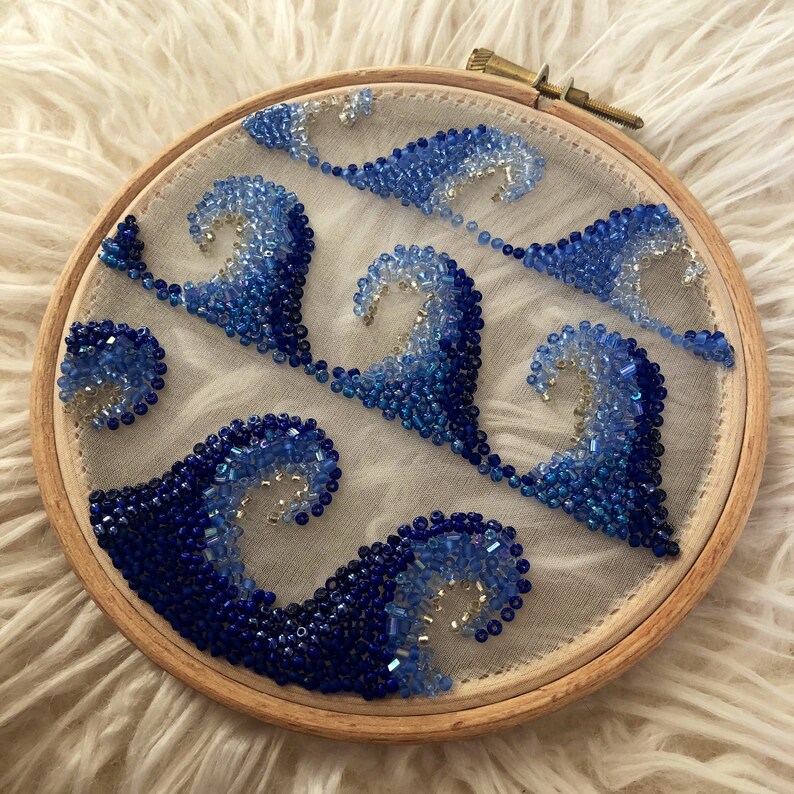 Ocean Wave. Hand Embroidered Hoop Art. Coastal Embroidery Wall Etsy
